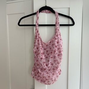 Reformation Pink Floral Halter Tank Top